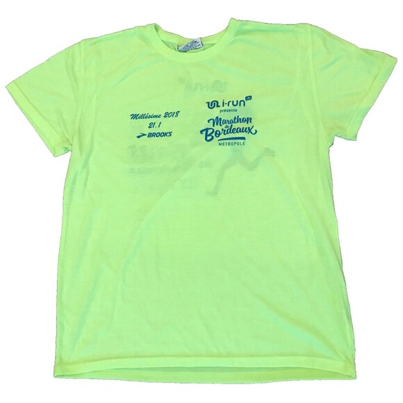 Marathon de Bordeaux FR Night Running Clique Yellow Reflective Shirt Women's, M - Picture 1 of 7